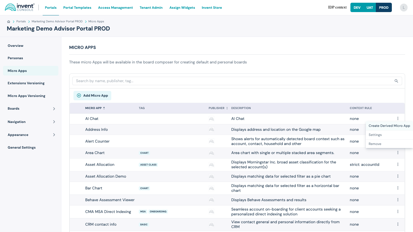 Create Derived Micro App