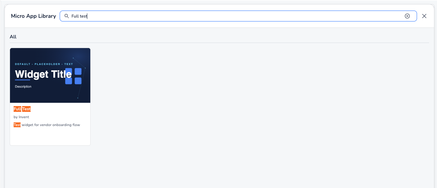 Default placeholder preview in the Micro App Library